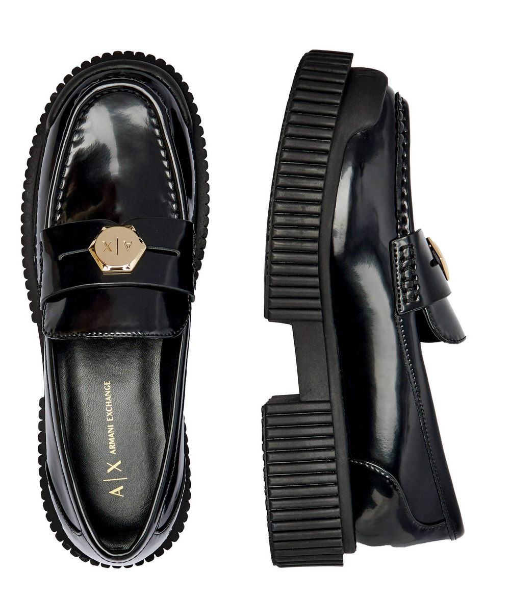 Кожаные лоферы box action Armani Exchange - черный(XDA005 XV878)