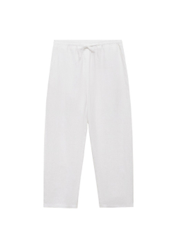 Прямые брюки с хлопком и льном