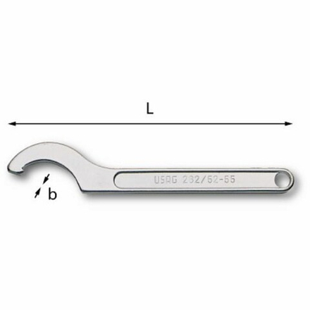 282 Крючковый ключ с квадратным выступом, 110-115 мм., USAG (Италия)