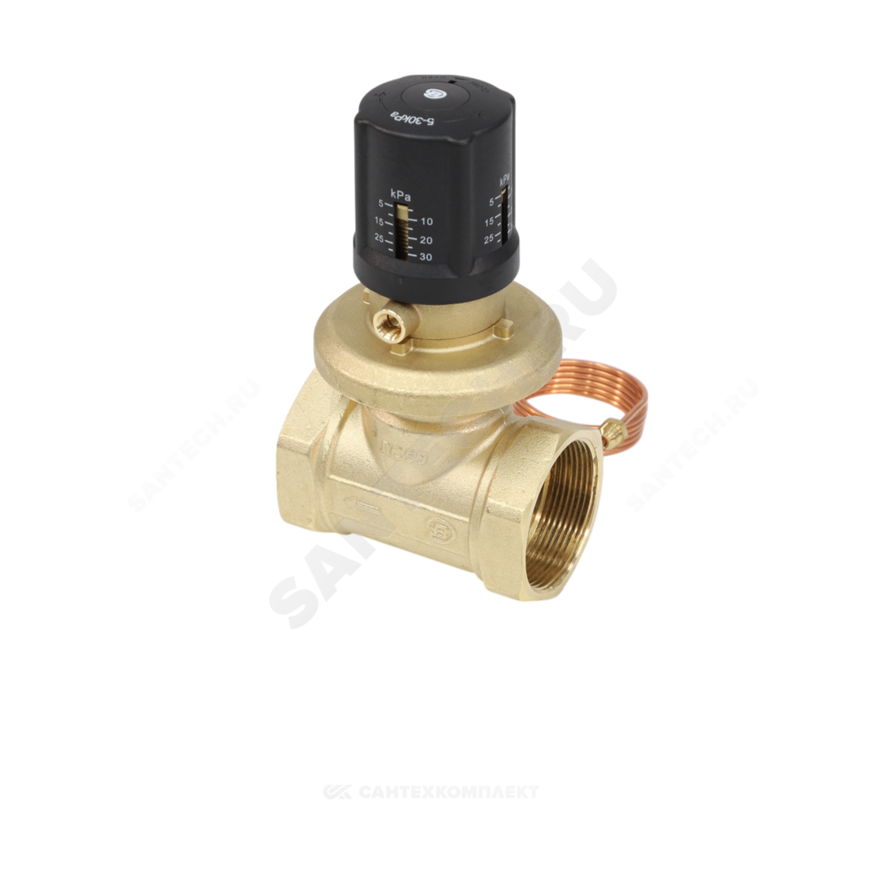 Клапан балансировочный автомат латунь 3380H Ду 15 G1/2" Ру16 Тмакс=120 оС ВР 5-30 кПа Kvs=1.16м3/ч без ниппелей Benarmo