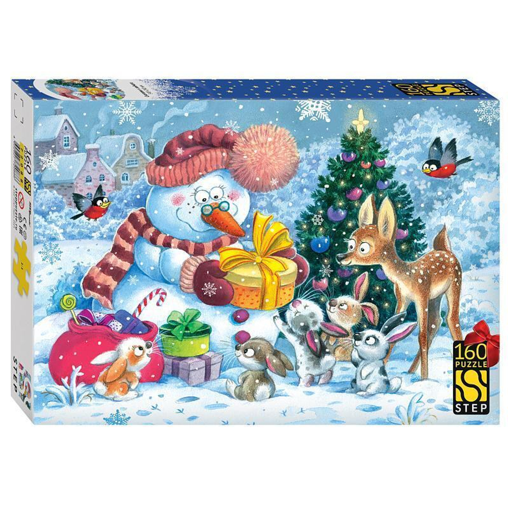 Пазл 160эл. "Снеговик и зайчата" (Степ пазл)
