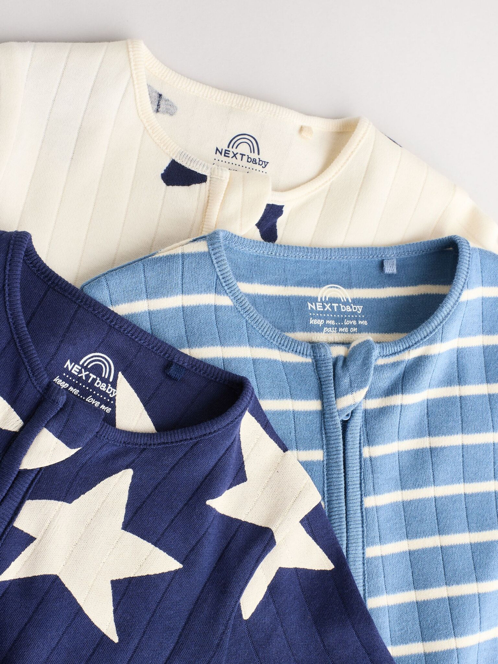 Комбинезон / Cлип для малышей Next E19-566, 3 шт., Синий, Голубой, Бежевый