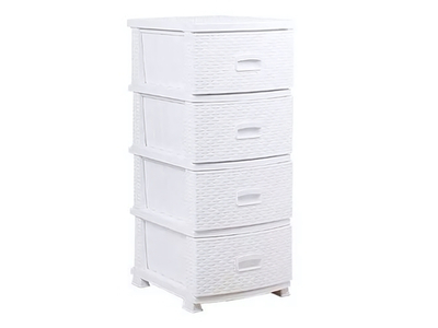 Комод 4-х секционный "Ротанг" белый