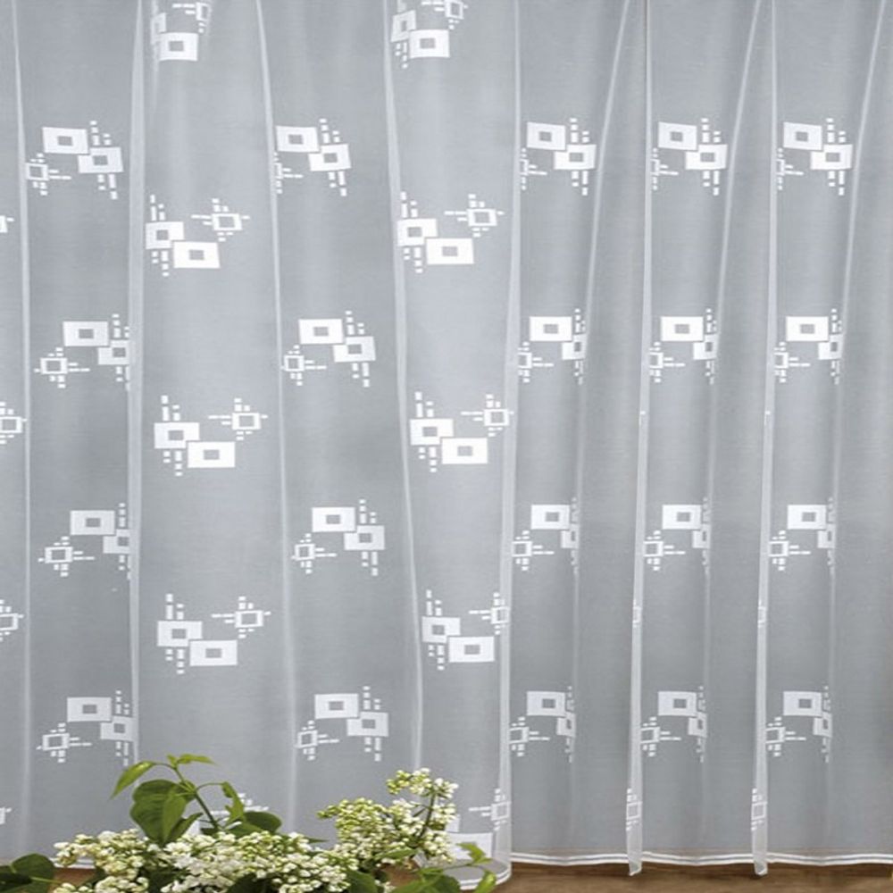 Занавеска "Ф. КВАДРАТЫ" на шторной ленте, цвет белый, Польша.