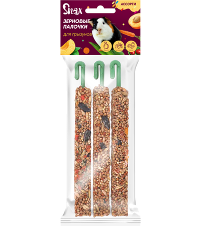 Зерновые палочки для грызунов Snax Plus Овощи, Шиповник, Абрикос 75гр.
