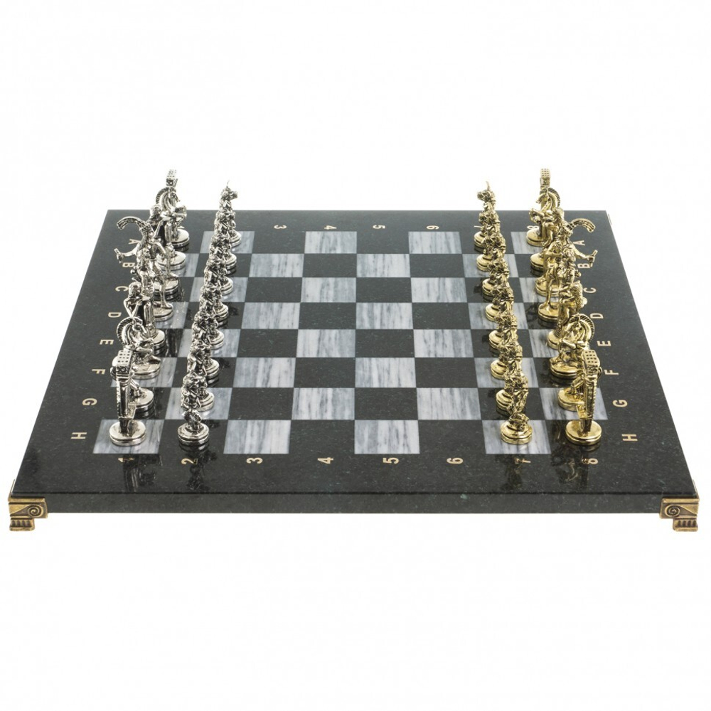 Шахматы "Минотавр" доска 36х36 см серый мрамор змеевик G 122666