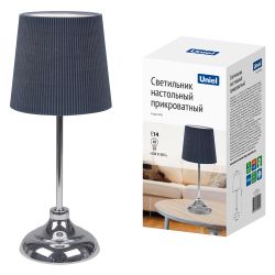 UML-B309 E14 CHROME-DARK BLUE Светильник настольный декоративный под лампу Е14. 40W. Механический выключатель. Хром-Темно-синий. ТМ Uniel