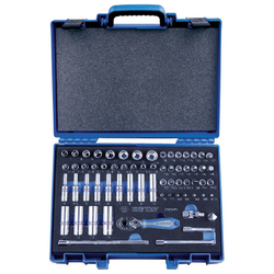 KING TONY (2565MRV) Набор торцевых головок с принадлежностями 1/4", 6-гранные, 4-14 мм и E4-E8, 65 предметов