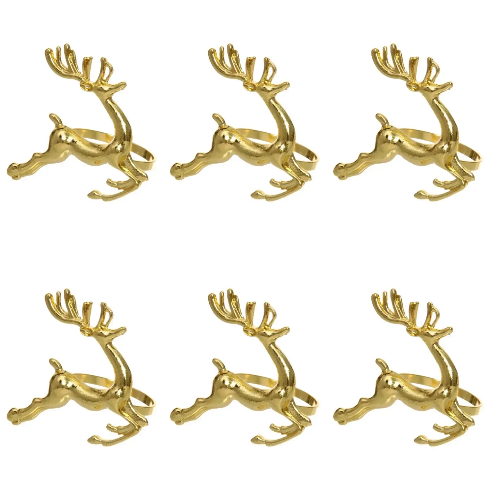 Набор колец для салфеток 6шт «Рождественский Олень» 4,5*6см, золото