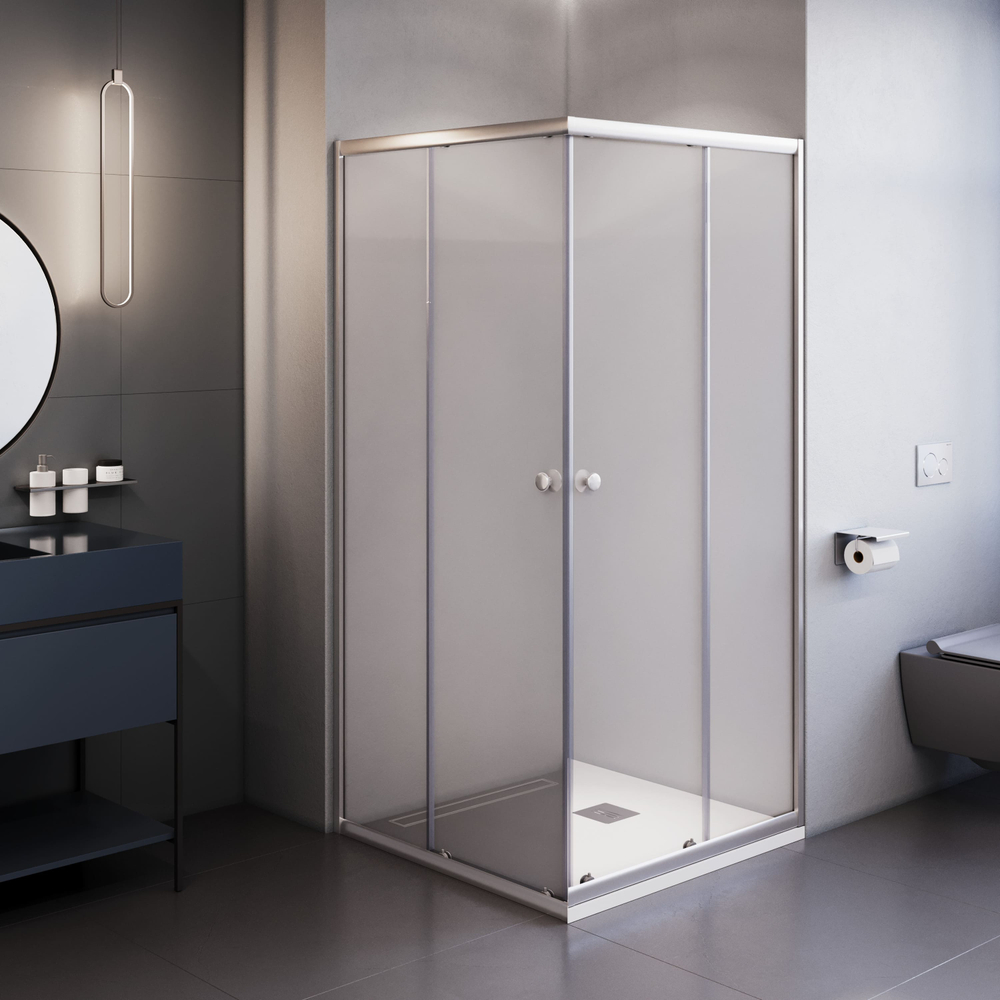 Душевой уголок квадратный, раздвижной с угла - TN-206-J (Прозрачное, 900x900)