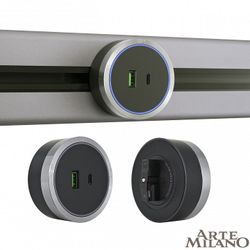 Розетка USB и type C на треке Arte Milano Am-track-sockets 380066TS LED/USB-Type-C Grey