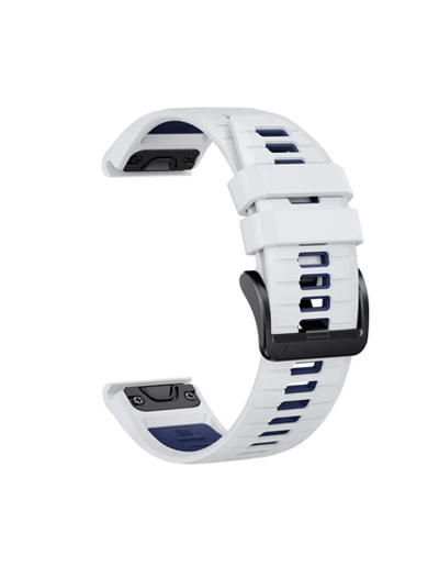 Ремешок силиконовый QuickFit 22 мм. для Garmin Fenix 7 PRO/7/6/5/5 plus, Quatix 5, MARQ, Forerunner 935 / 945, instinct, instinct 2 (Белый/Темно-синий)