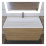 Тумба с раковиной Uperwood Barsa 90 см, раковина белая, подвесная тумба белая/дуб сонома