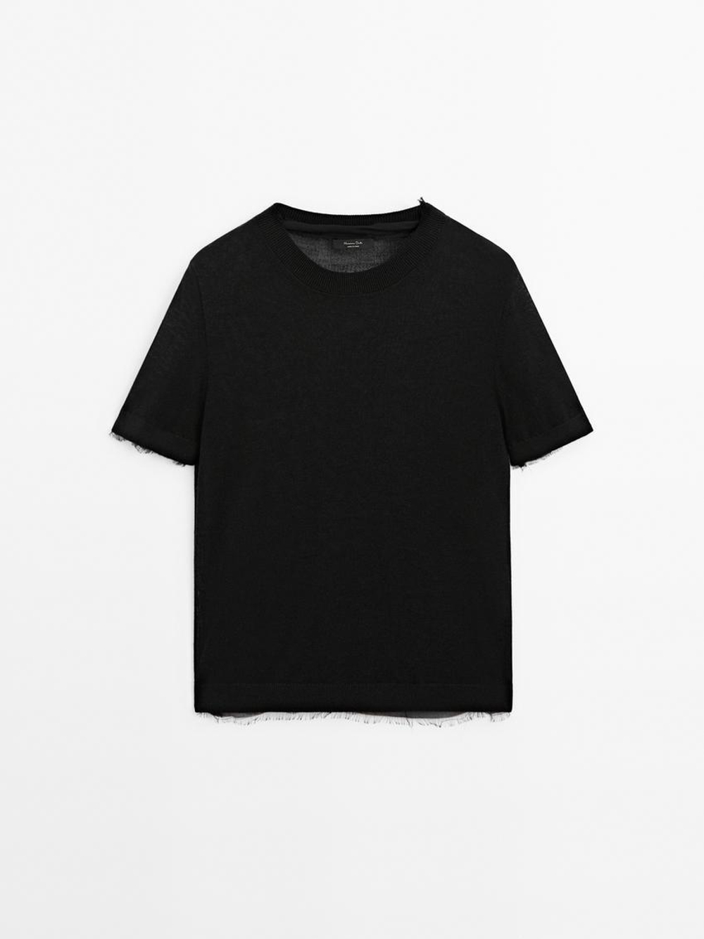 Massimo Dutti Свитер с короткими рукавами, черный