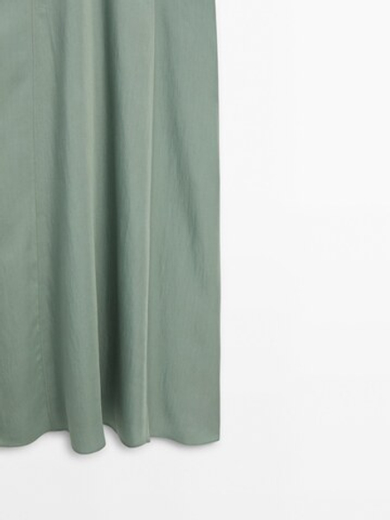 Massimo Dutti Атласное платье-комбинация на бретелях, водянисто-зеленый