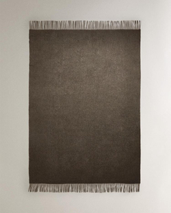 ZARA HOME ПЛЕД ИЗ ШЕРСТИ И КАШЕМИРА, СЕРЫЙ