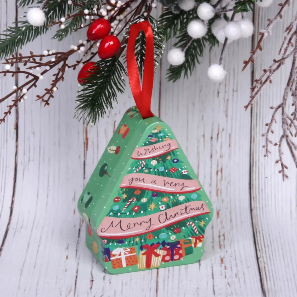 Банка жестяная «Домик» 10,5*8,5*4см ёлочка