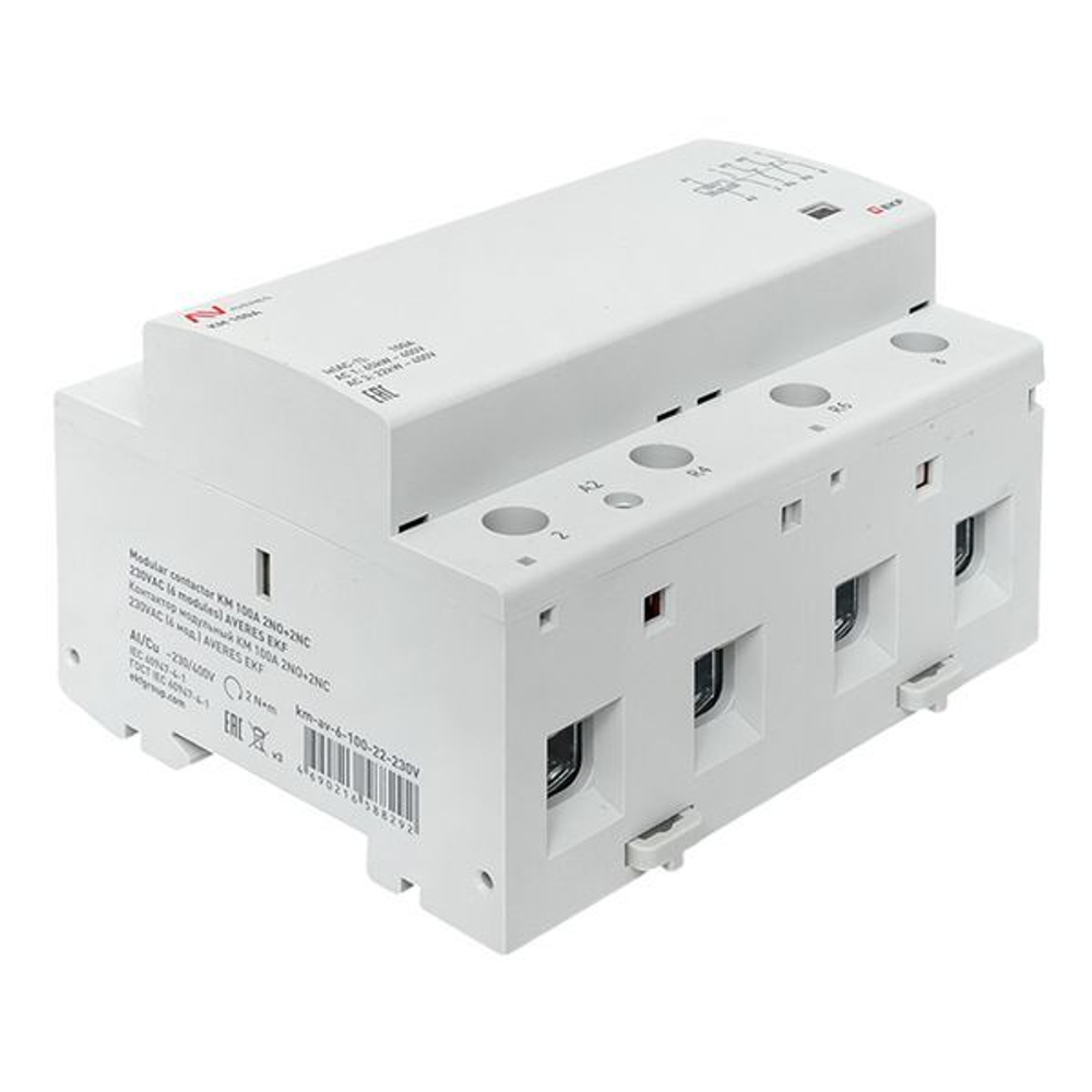 Контактор модульный EKF km-av-6-100-22-230V