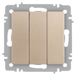 Выключатель Intro Accent 6-106-04 тройной, 10А-250В, IP20, СУ, AL/CU, шампань | Intro