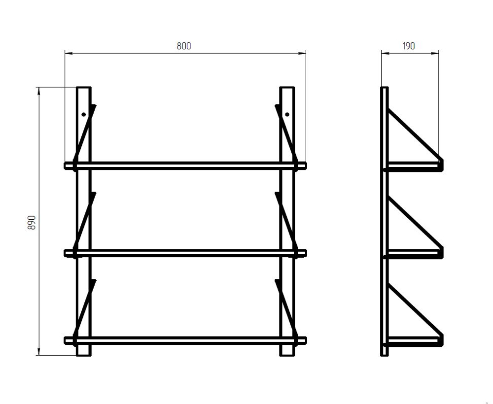 Полка настенная, 80х19х89, Алина, для ванной, стеллаж деревянный, MAKOSA