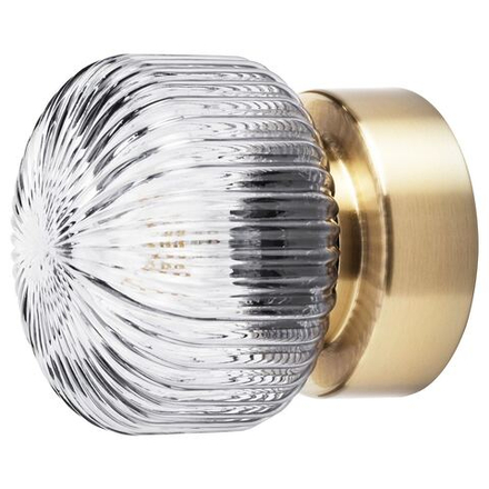 IKEA SOLKLINT  (ИКЕА СОЛКЛИНТ)  -  Настенный светильник, стационарная установка, латунь/серое прозрачное стекло