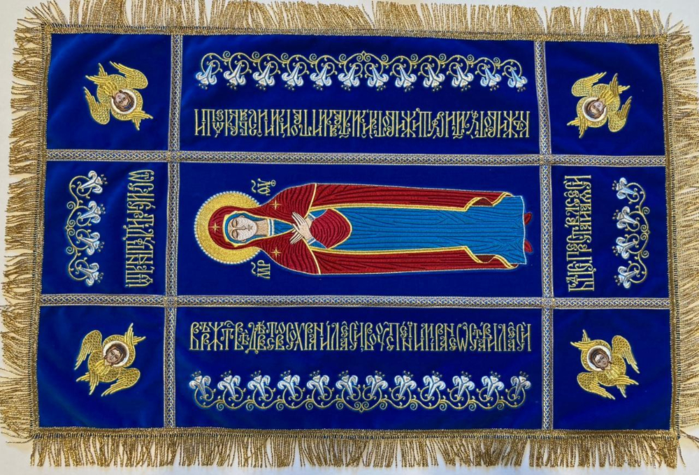 Плащаница " Успение ", бархат, 88х57см