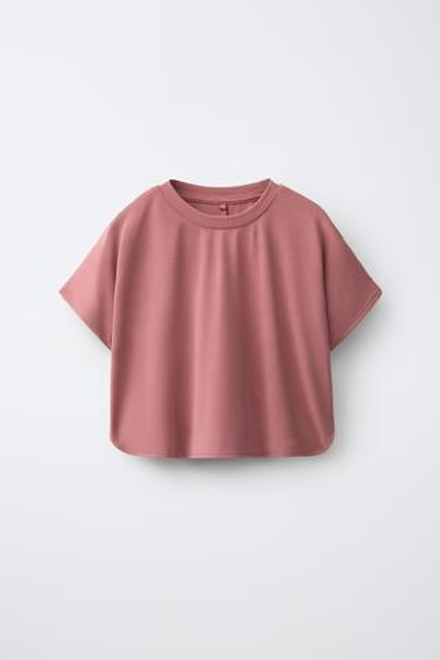 ZARA СПОРТИВНАЯ ФУТБОЛКА СВОБОДНОГО КРОЯ, ПУДРОВО-РОЗОВЫЙ