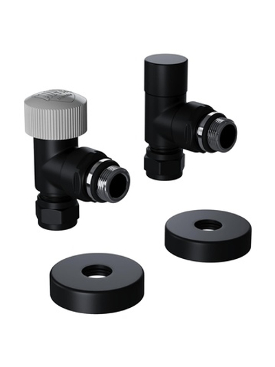 Набор термостатический угловой Royal Thermo Design Pro 15мм М30х1,5 (Черный)