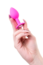 Анальная втулка ToDo by Toyfa розовая с прозрачным кристаллом 7 см