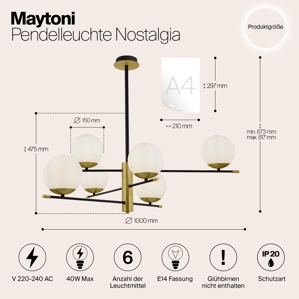 Потолочная люстра Maytoni MOD048PL-06G
