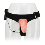 Телесный женский вибрострапон 18см на поясе с вагинальной вибропробкой 10см Baile Ultra Passionate Harness BW-022049