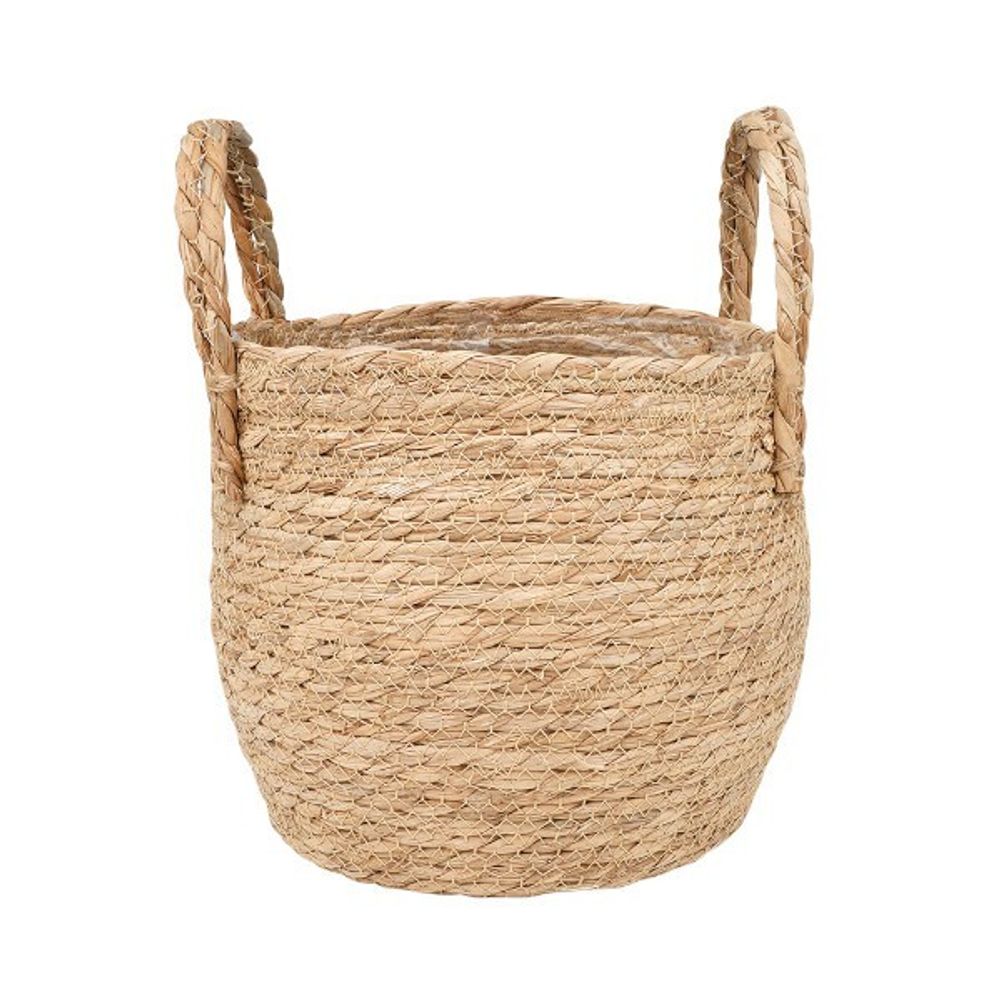 Кашпо плетеное &quot;Кения&quot; круглое с ручками, 4,5л внешний размер Д225 Ш225 В185, натуральный