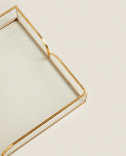 Zara Home Поднос из стекла, цвет золотой, 28 см