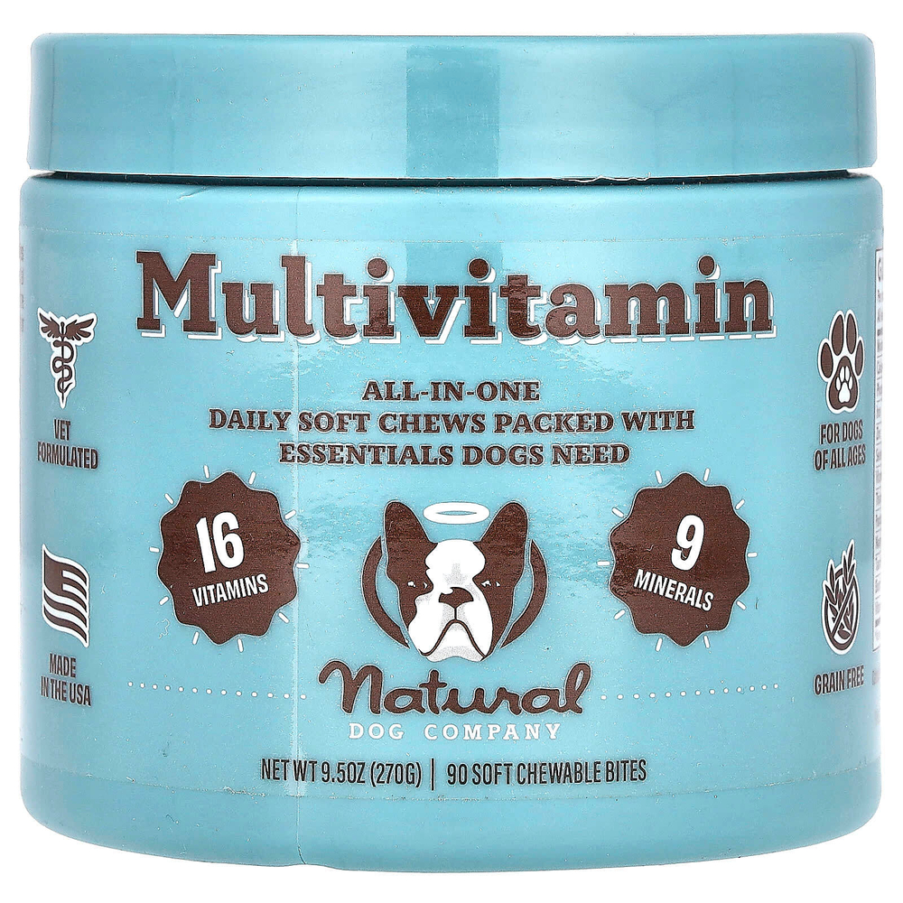 Natural Dog Company, мультивитамины, для собак всех возрастов, 90 мягких жевательных таблеток, 270 г (9,5 унции)