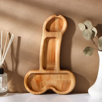 Деревянное блюдо для подачи в форме члена (25 х 16,5 х 1,7 см) (Цвет: коричневый)