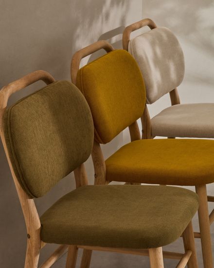 Helda Стул из зеленой синели и массива дуба La Forma Испания 