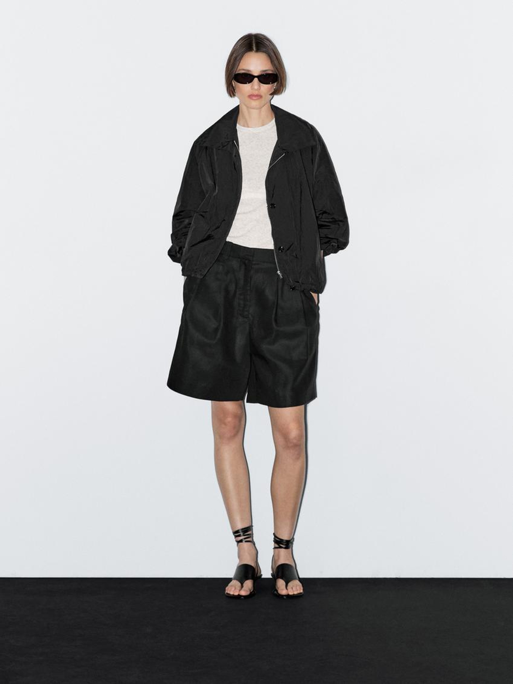 Massimo Dutti Бомбер с высоким воротником, черный