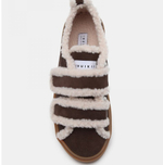 Замшевые кеды INUIKII Shearling low velcro brown на меху
