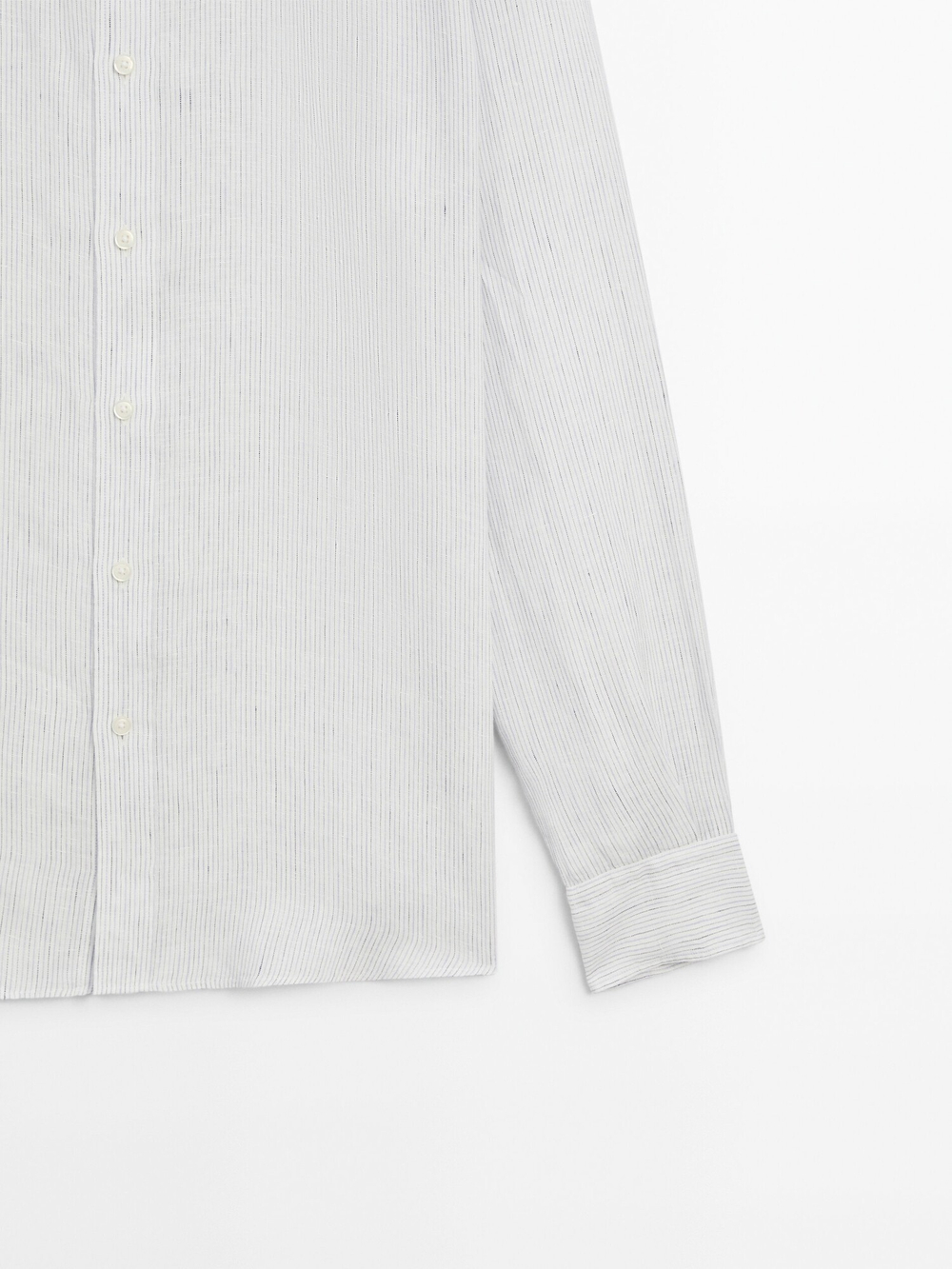 Massimo Dutti Рубашка классического кроя из 100% льна в полоску, небесно-голубой