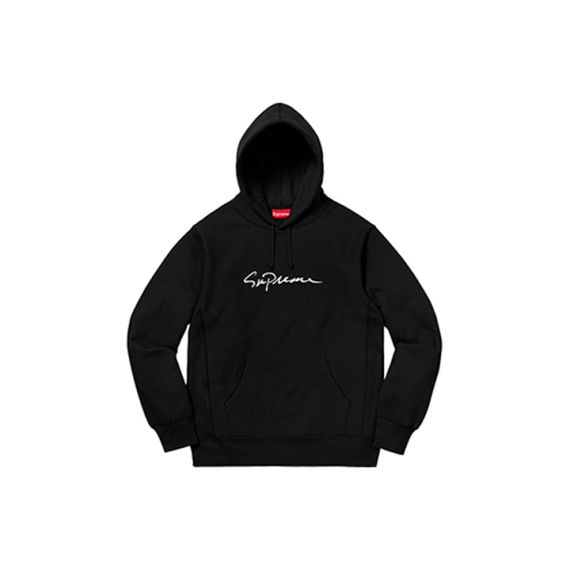 Supreme FW18 Classic Script Hooded Sweatshirt Black Logo