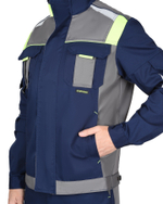 Костюм СИРИУС-СТАН куртка, брюки, синий со средне-серым и лимонной отделкой