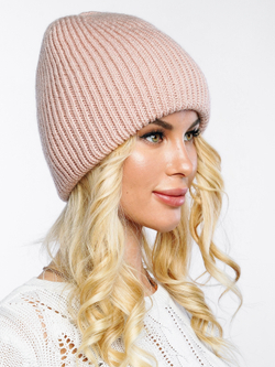 Шапка вязаная "Fishka" Светлая пудра