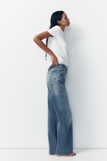 ZARA ДЖИНСЫ С ВЫСОКОЙ ПОСАДКОЙ TRF WIDE LEG, СИНИЙ