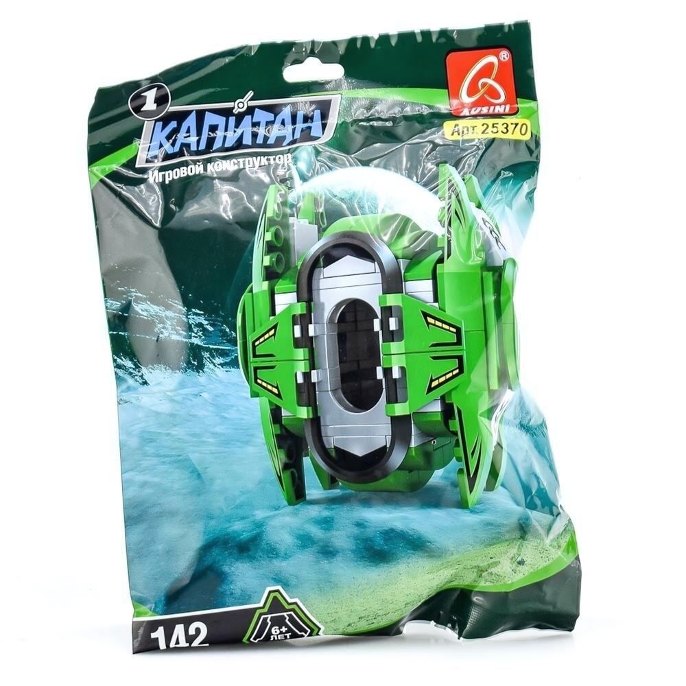 Конструктор блочный Аусини "Космос: Зелёный модуль/Роботы" 142эл., пакет 25370