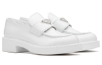PRADA Chocolate Leather Loafers Women"s White