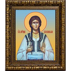 Босилька Пасьянская (Раичич) мученица. Икона на холсте. В раме 17 х 21 см.