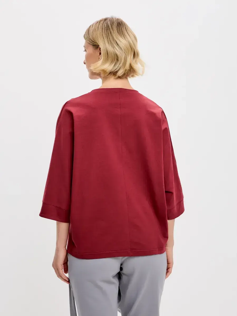 Футболка оверсайз большие размеры летучая мышь винный