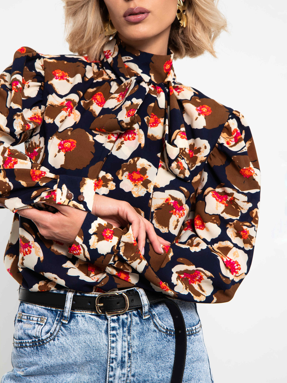 Блуза Кашне (синий/охра)