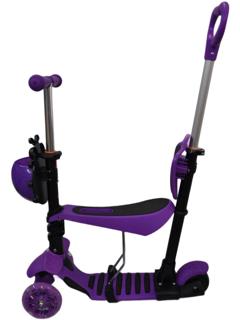 Самокат трехколесный детский, с ручкой, разборный, 3 в 1 с сиденьем, корзинкой и родительской ручкой