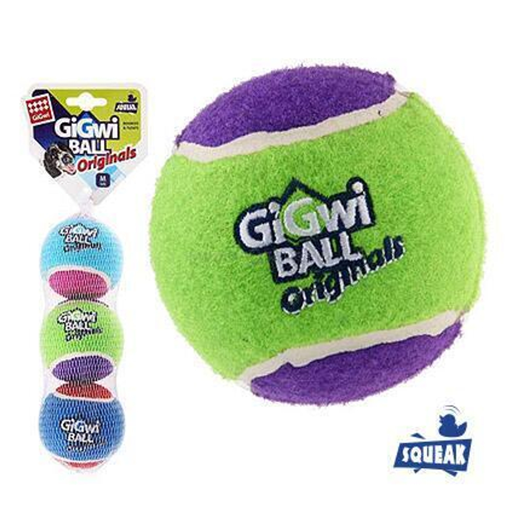 75338 Игрушка для собак Три мяча с пищалкой 6,3см, серия GiGwi BALL Originals